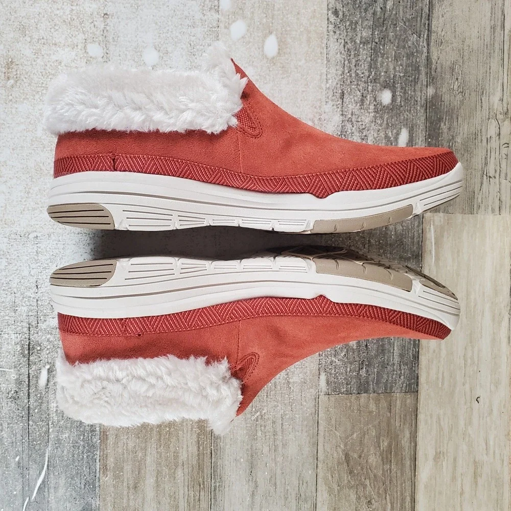 Ryka Adventure Womens Shoes Sz 9.5‎ W Adobe Red Water-Repellent Leather Fur Trim